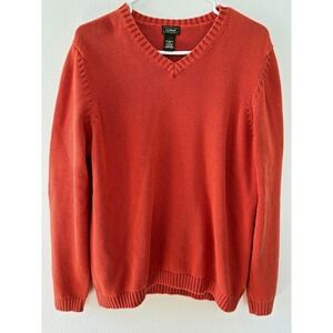 Vintage LL Bean Sweater Womens Large Orange Fisherman Classic‎ Preppy Chunky